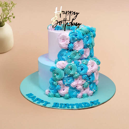 Blue Blossom Floral Designer Cake - Gurgaon & Delhi NCR | Cakofy