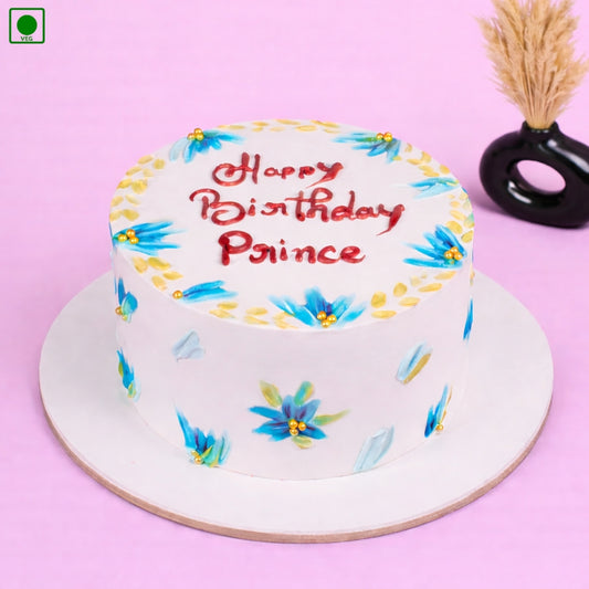 Blue Floral Birthday Cake - Gurgaon & Delhi NCR | Cakofy