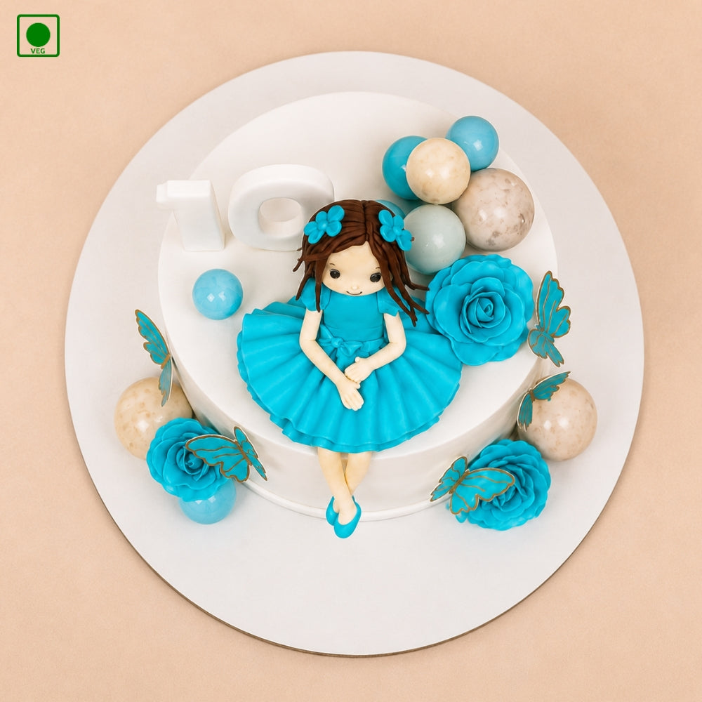 Blue Princess Rose Cake – Gurgaon, Delhi & Noida