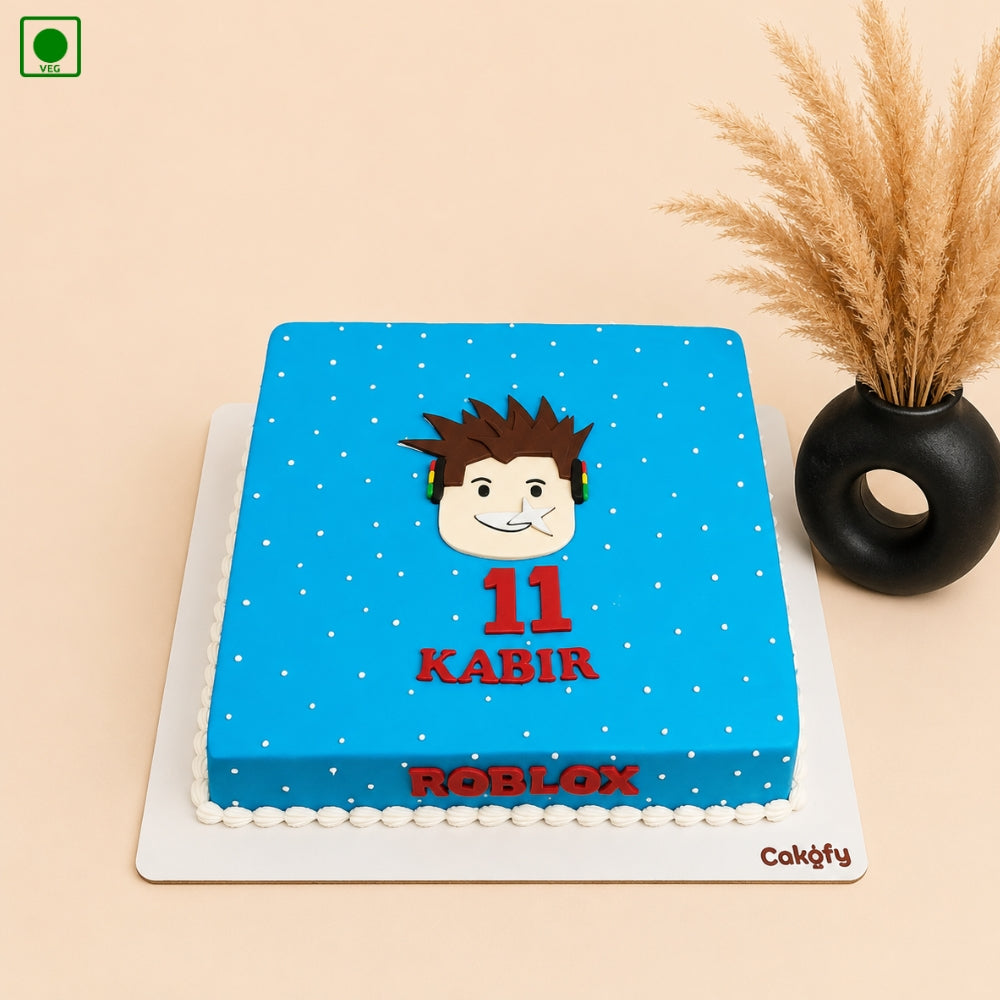 Blue Roblox Party Cake – Gurgaon, Delhi & Noida