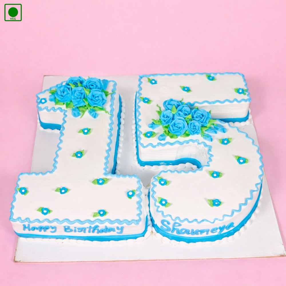 Blue Roses Number Cake - Gurgaon & Delhi NCR | Cakofy