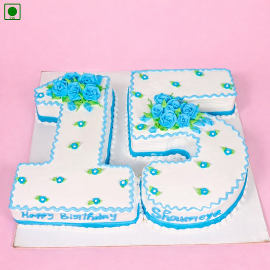 Blue Roses Number Cake - Gurgaon & Delhi NCR | Cakofy
