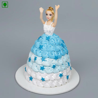 Blue Theme Doll Cake – Gurgaon, Delhi & Noida