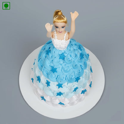 Blue Theme Doll Cake – Gurgaon, Delhi & Noida