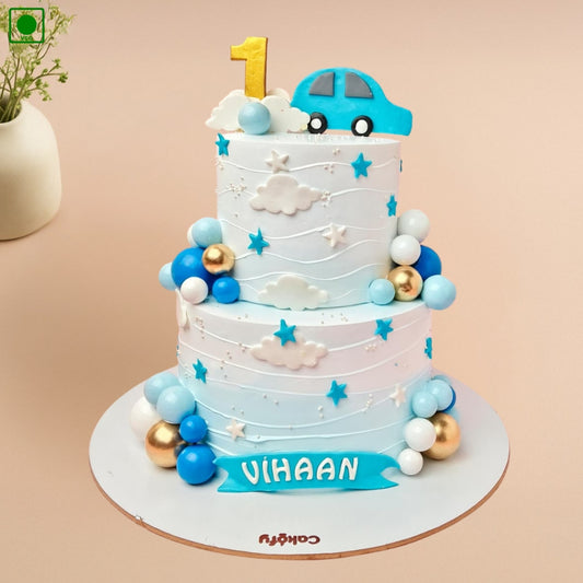 Blue Car Theme Cake – Gurgaon & Delhi NCR | Cakofy