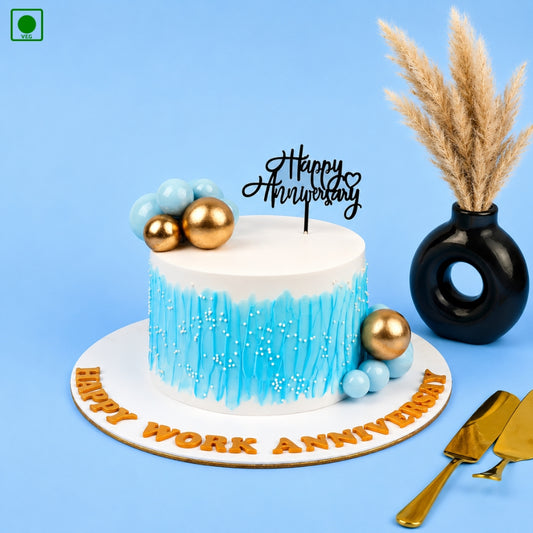 Blue & Gold Elegant Anniversary Designer Cake - Gurgaon, Delhi & Noida