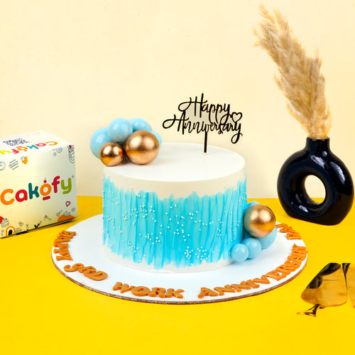 Blue & Gold Elegant Anniversary Designer Cake