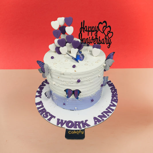 Blue Heart and Butterfly Anniversary Cake – Gurgaon & Delhi NCR | Cakofy