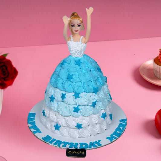 Blue Theme Doll Cake