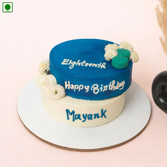 Blue & White Classic Cake - Gurgaon & Delhi NCR | Cakofy