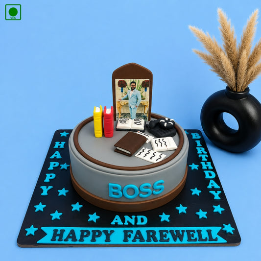 Boss Farewell Theme Cake - Gurgaon, Delhi & Noida