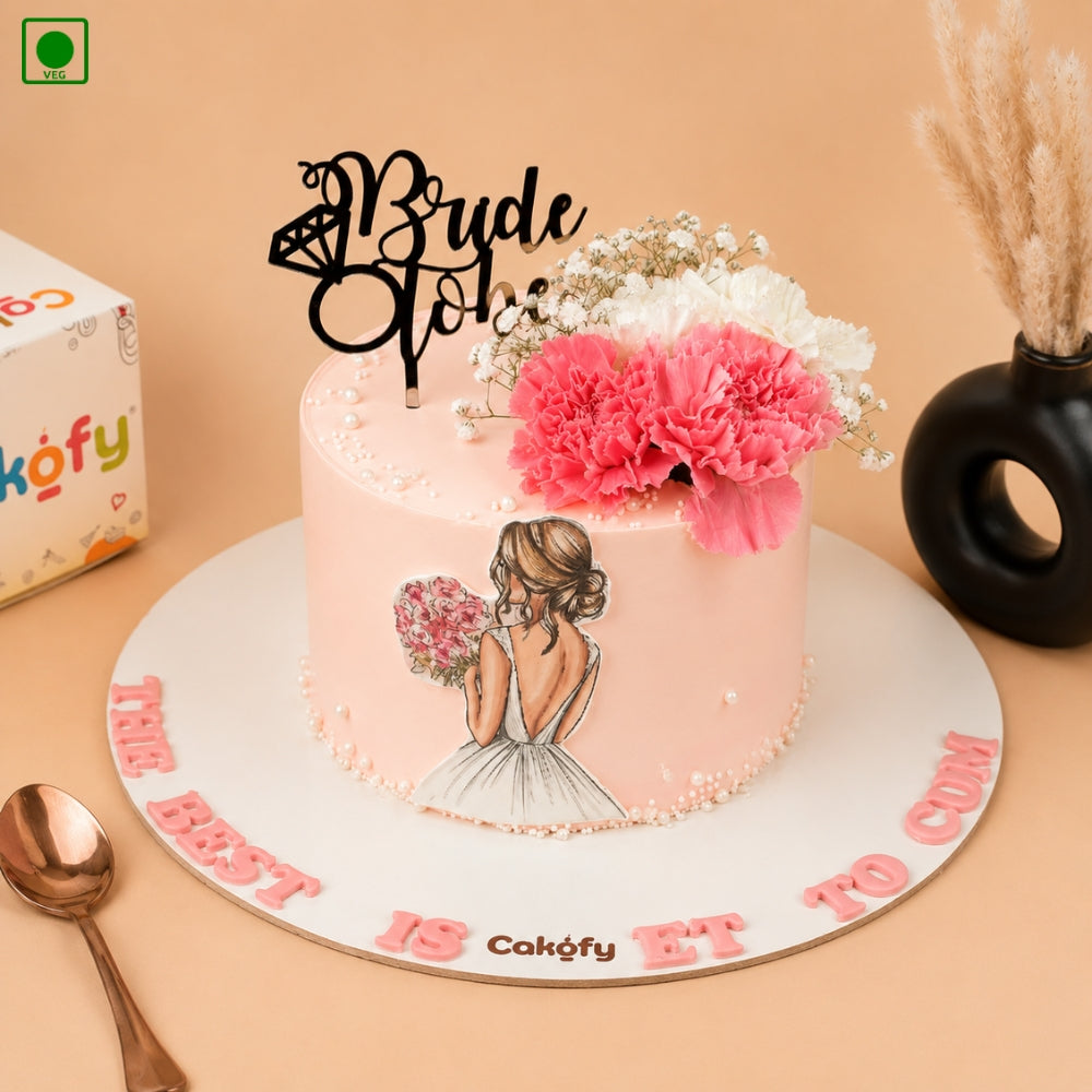 Bride To Be Floral Theme Cake - Gurgaon, Delhi & Noida 