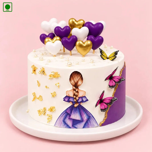 Butterfly Heart Theme Cake - Gurgaon, Delhi & Noida