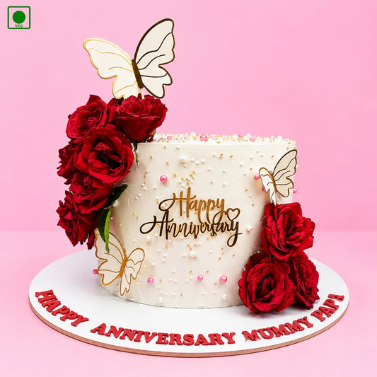 Butterfly Rose Anniversary Cake - Gurgaon & Delhi NCR | Cakofy