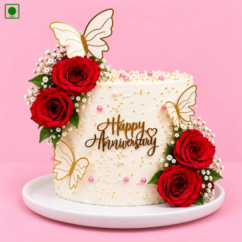 Butterfly Rose Anniversary Cake