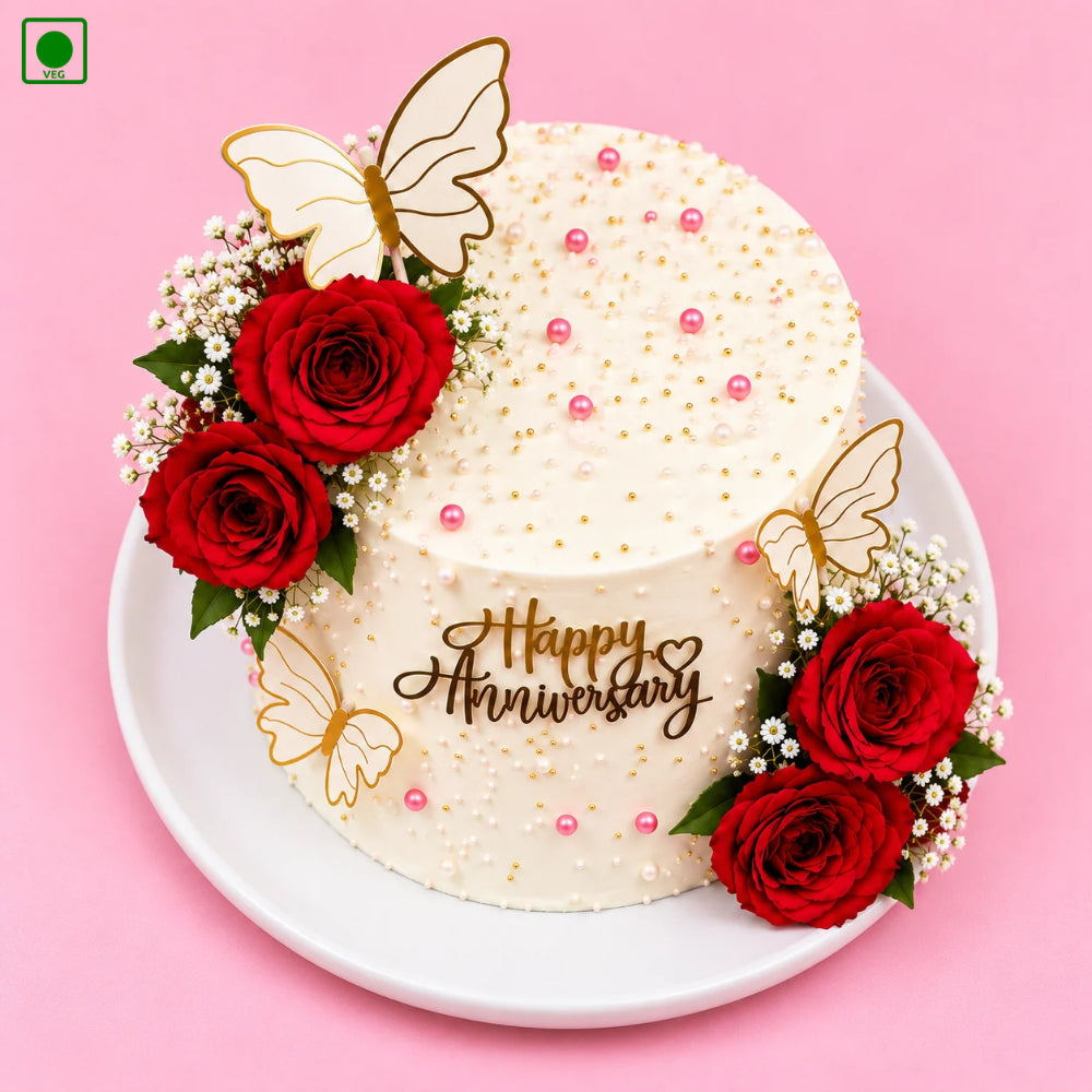 Butterfly Rose Anniversary Cake