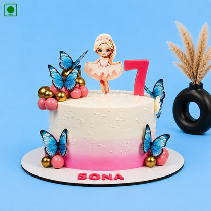 Butterfly & Girl Cake - Gurgaon, Delhi & Noida