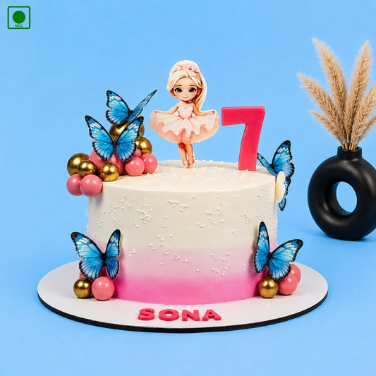 Butterfly & Girl Cake - Gurgaon, Delhi & Noida