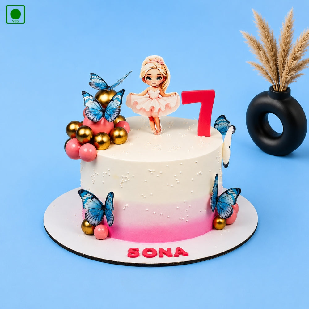 Butterfly & Girl Cake - Gurgaon, Delhi & Noida