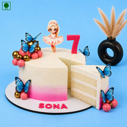 Butterfly & Girl Cake - Gurgaon, Delhi & Noida