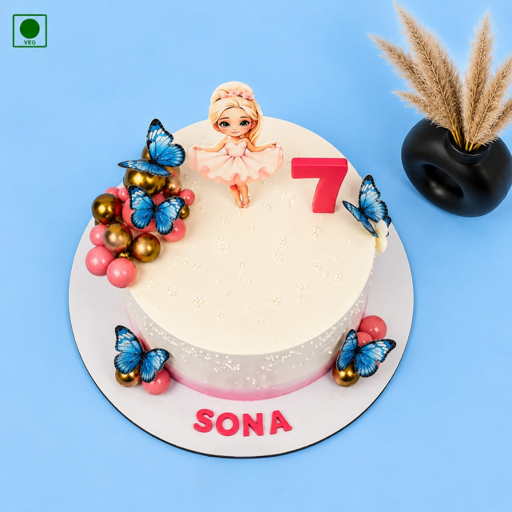 Butterfly & Girl Cake - Gurgaon, Delhi & Noida
