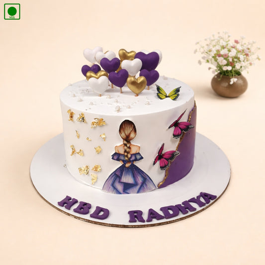 Butterfly & Heart Theme Designer Cake - Gurgaon & Delhi NCR | Cakofy