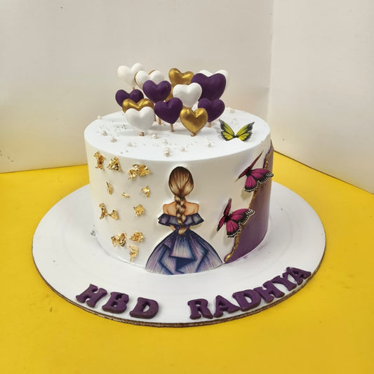 Butterfly & Heart Theme Designer Cake - Gurgaon & Delhi NCR | Cakofy