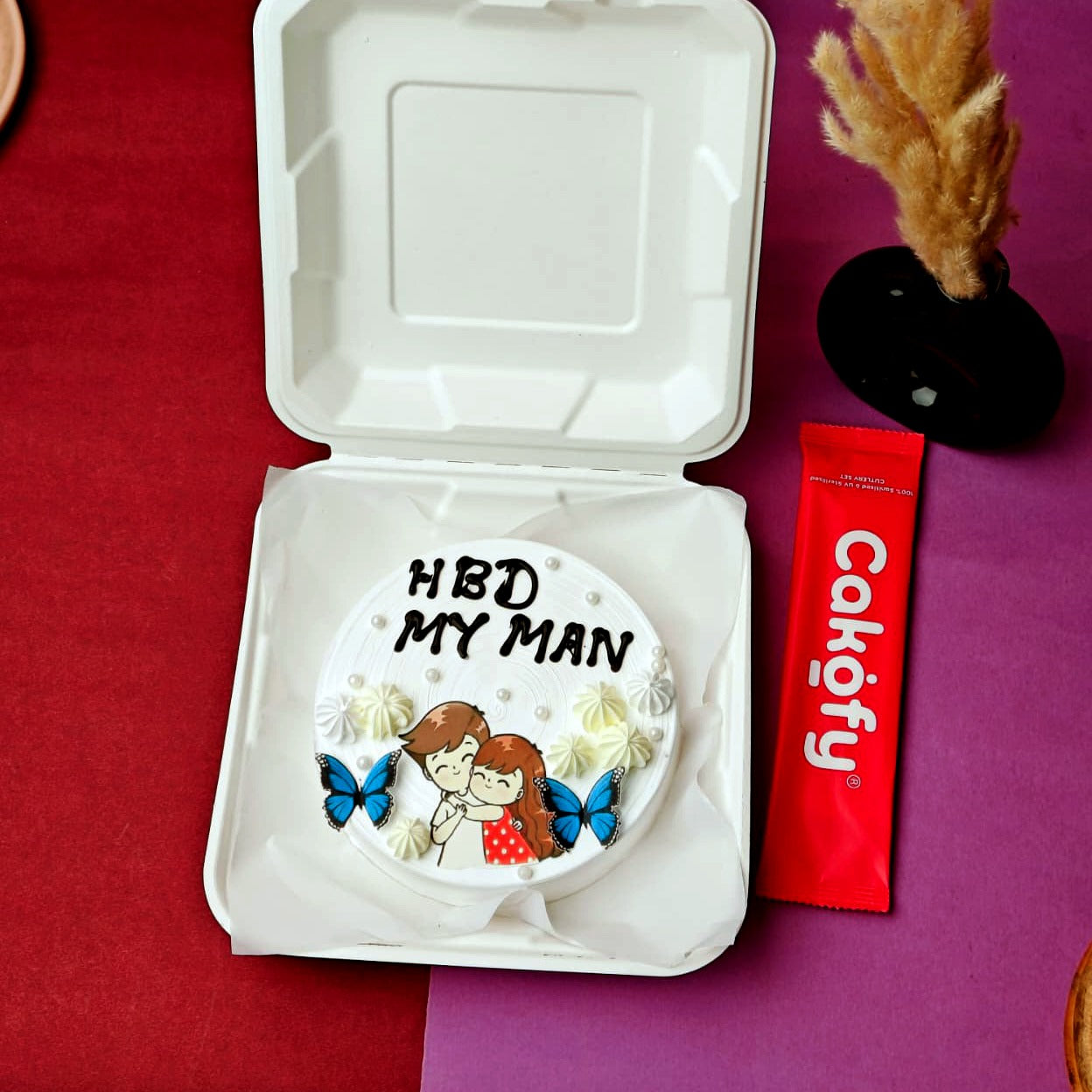 Butterfly Romantic Couple Bento Cake – Gurgaon & Delhi NCR | Cakofy