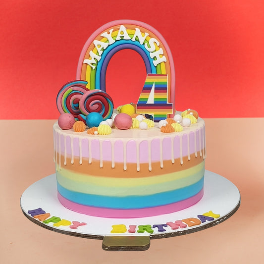 Candy Rainbow Fondant Cake - Gurgaon & Delhi NCR | Cakofy