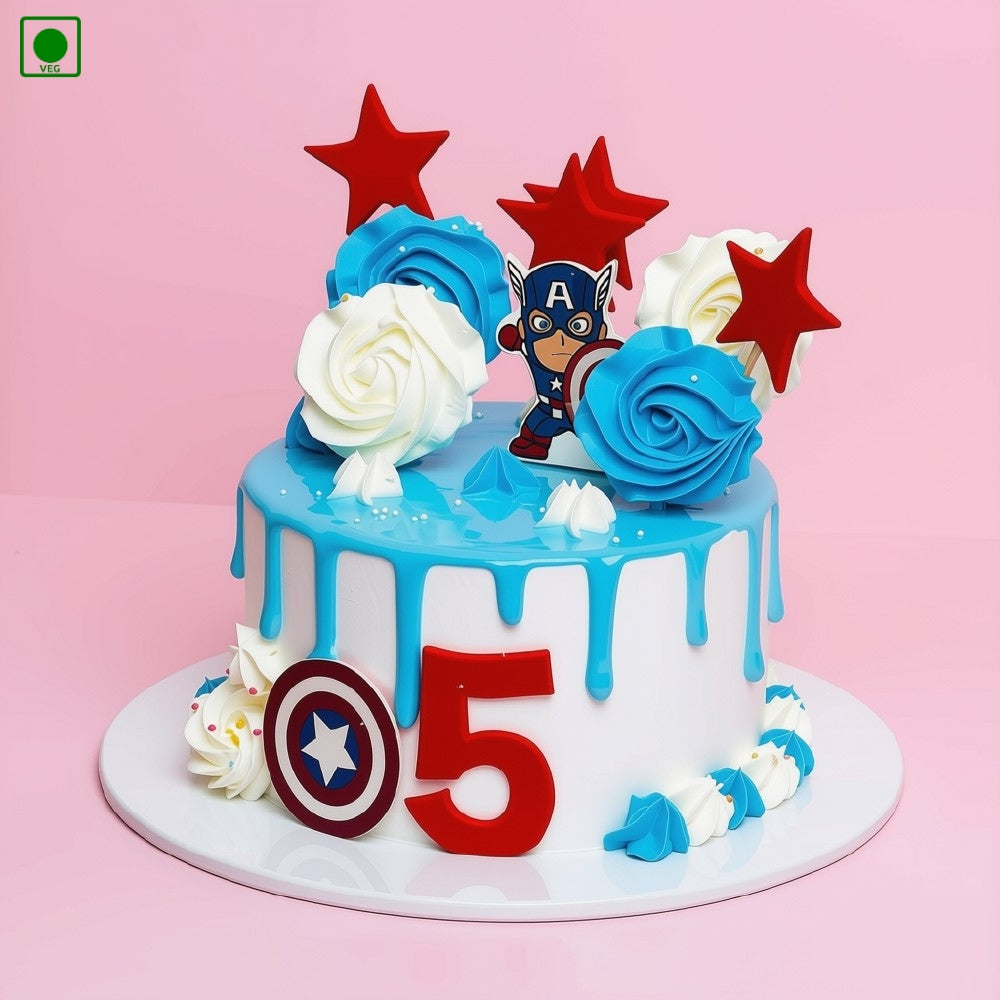 Captain America Theme Cake - Gurgaon, Delhi & Noida