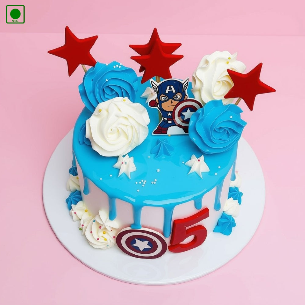 Captain America Theme Cake - Gurgaon, Delhi & Noida