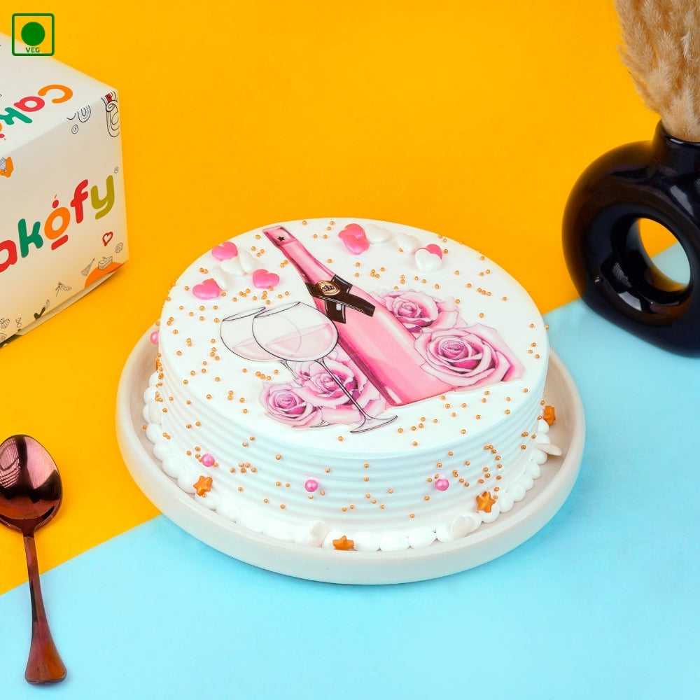 Champagne Celebration Cake - Gurgaon & Delhi NCR | Cakofy