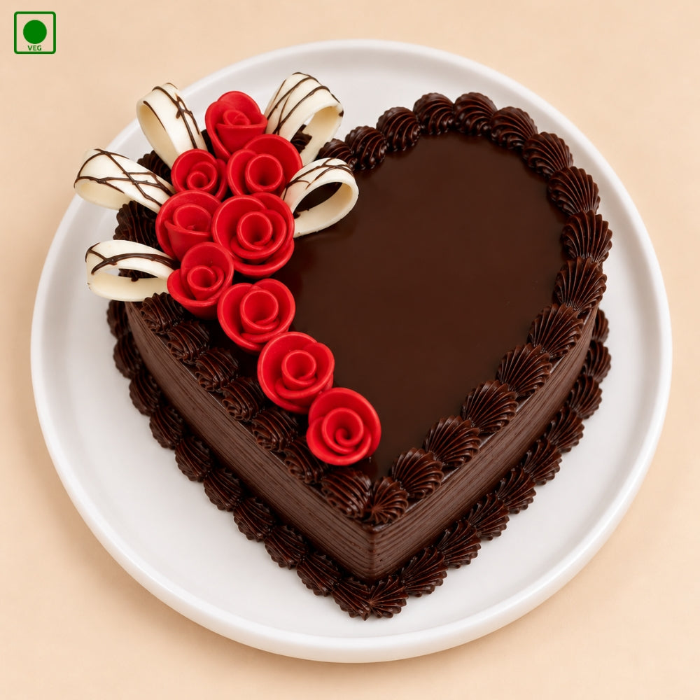 Chocolate Love Heart Cake - Gurgaon, Delhi & Noida