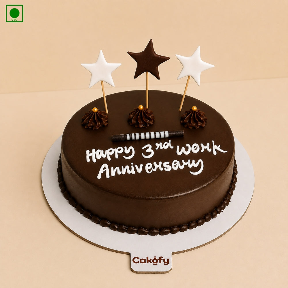 Chocolate Truffle Anniversary Cake With Star