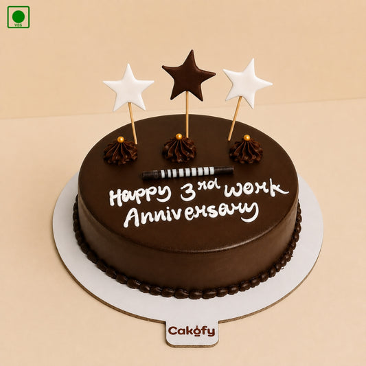 Chocolate Truffle Anniversary Cake With Star