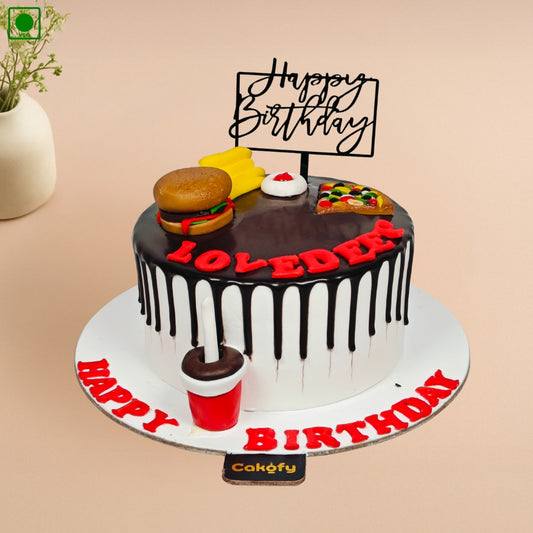 Chocolate Drip Fast Food Theme Cake - Gurgaon & Delhi NCR | Cakofy