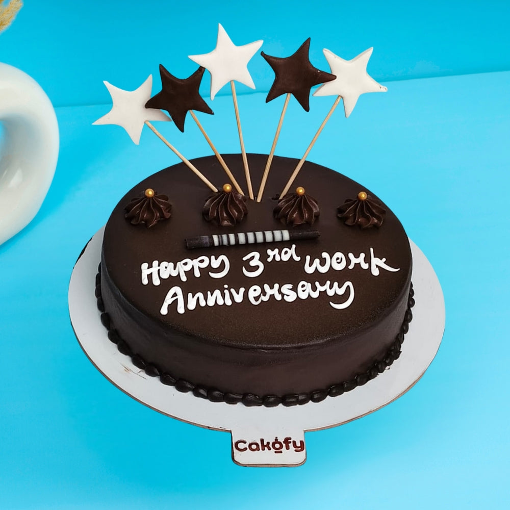 Chocolate Truffle Anniversary Cake With Star - Gurgaon & Delhi NCR | Cakofy