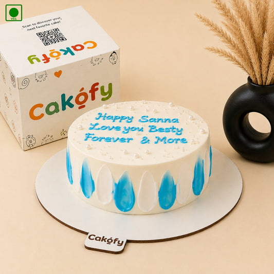 Classic Blue & White Drip Designer Cake - Gurgaon, Delhi & Noida 