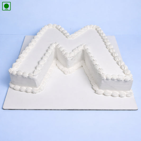 Classic White Alphabet Cream Cake - Gurgaon & Delhi NCR | Cakofy