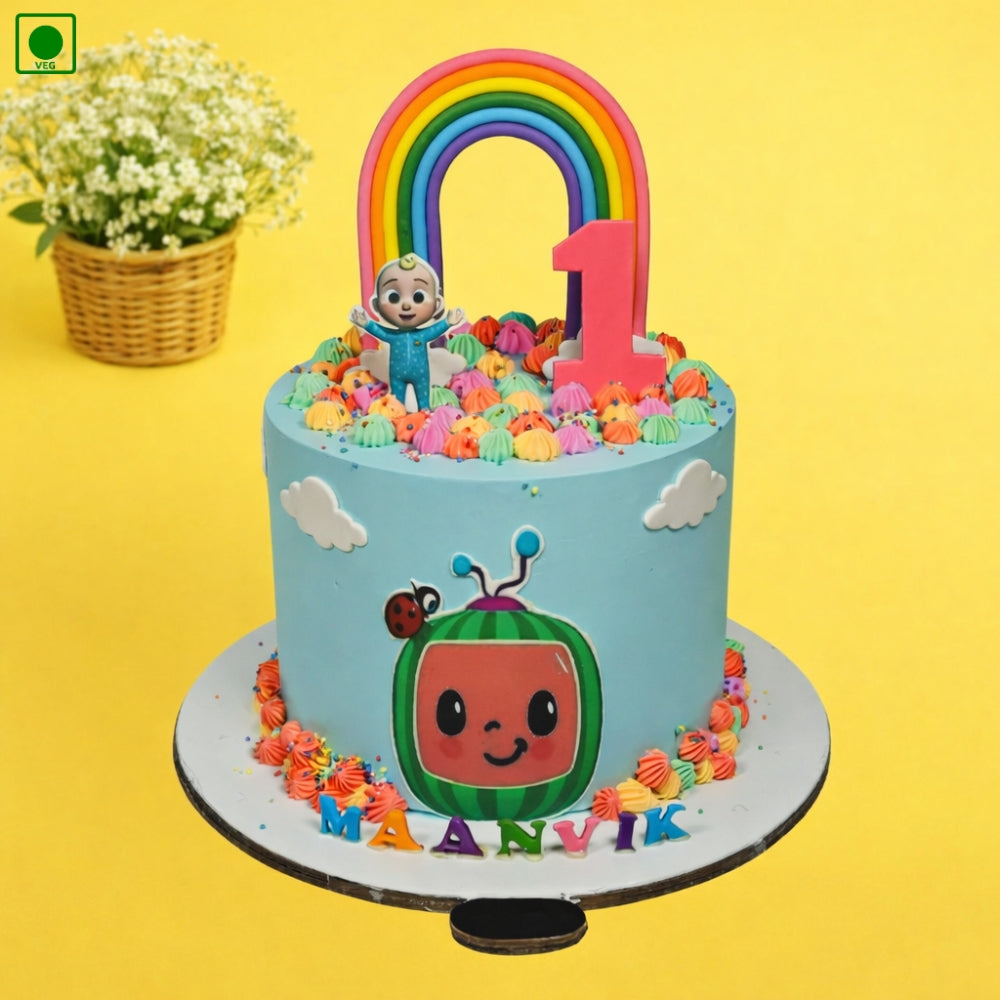 Cocomelon Rainbow Fondant Cake - Gurgaon & Delhi NCR | Cakofy
