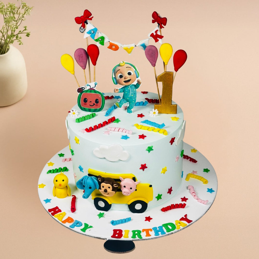 Cocomelon Bus Theme Cake