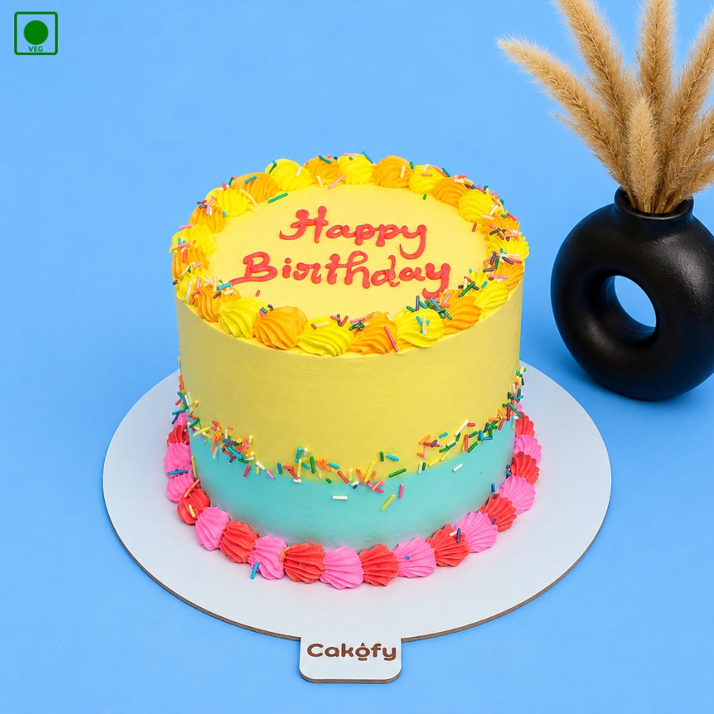 Colorful Happy Birthday Sprinkle Cake - Gurgaon, Delhi & Noida