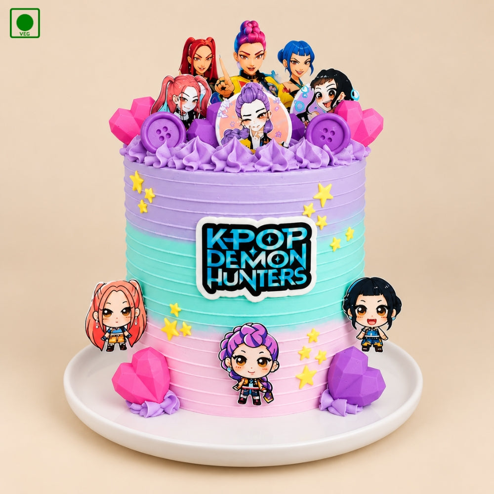 Colorful K-Pop Theme Cake - Gurgaon, Delhi & Noida