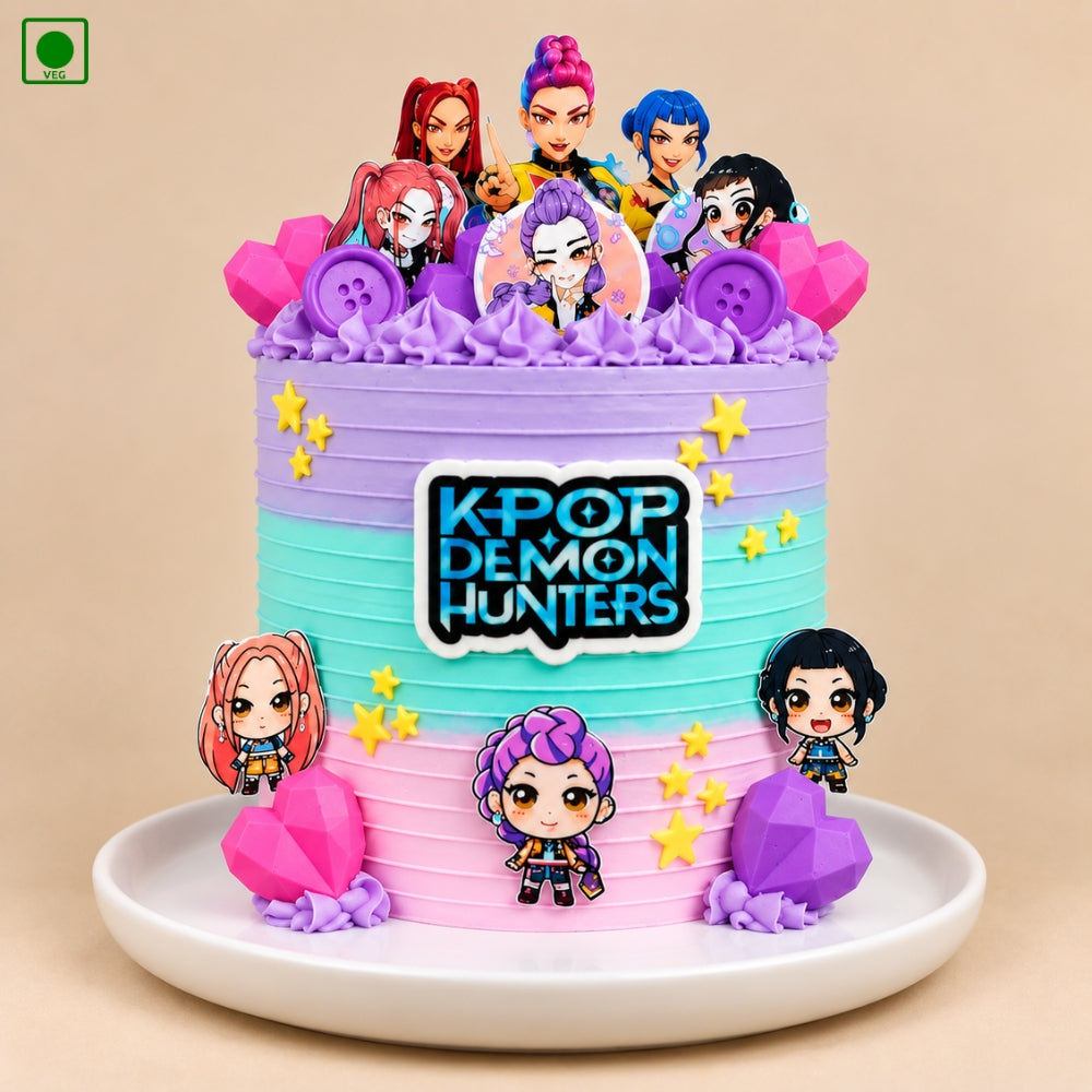 Colorful K-Pop Theme Cake - Gurgaon, Delhi & Noida