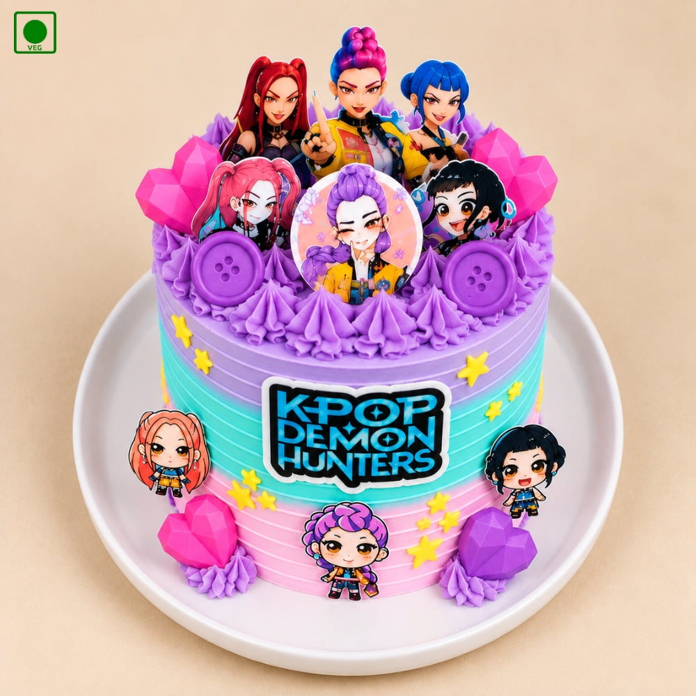 Colorful K-Pop Theme Cake - Gurgaon, Delhi & Noida