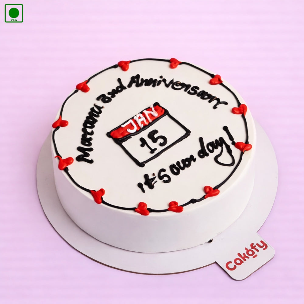Couple Anniversary Date Cake - Gurgaon & Delhi NCR | Cakofy