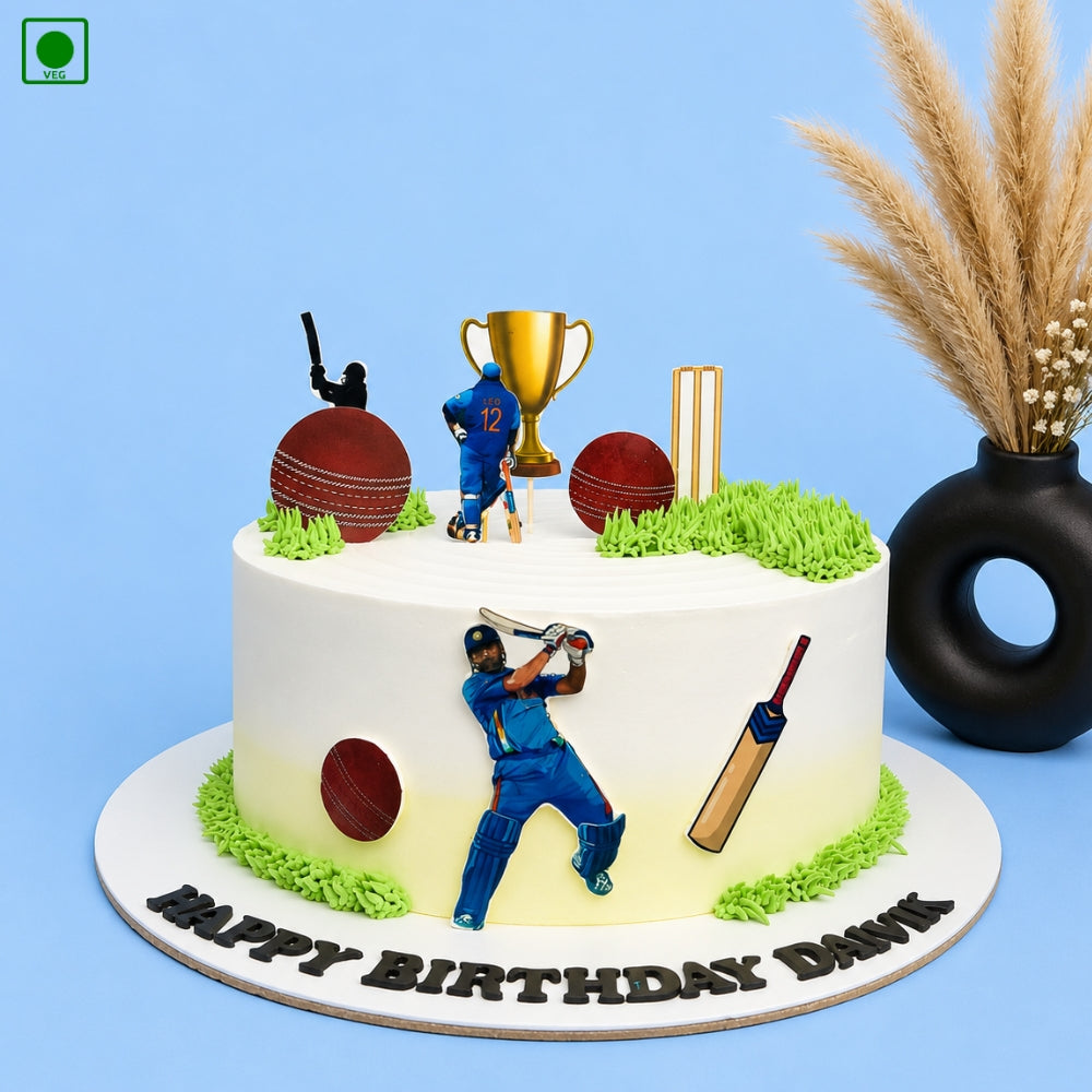 Cricket Player Theme Cake – Free Delivery