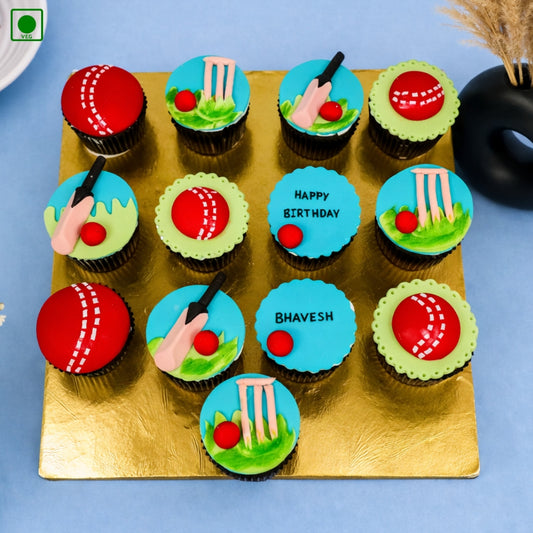 Cricket Theme Cup Cake - Set of 13 Gurgaon & Delhi NCR | Cakofy