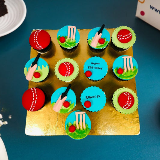 Cricket Theme Cup Cake - Set of 13 Gurgaon & Delhi NCR | Cakofy