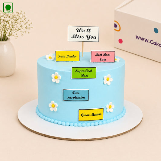 Customised Message Light Blue Color Cake - Gurgaon & Delhi NCR | Cakofy